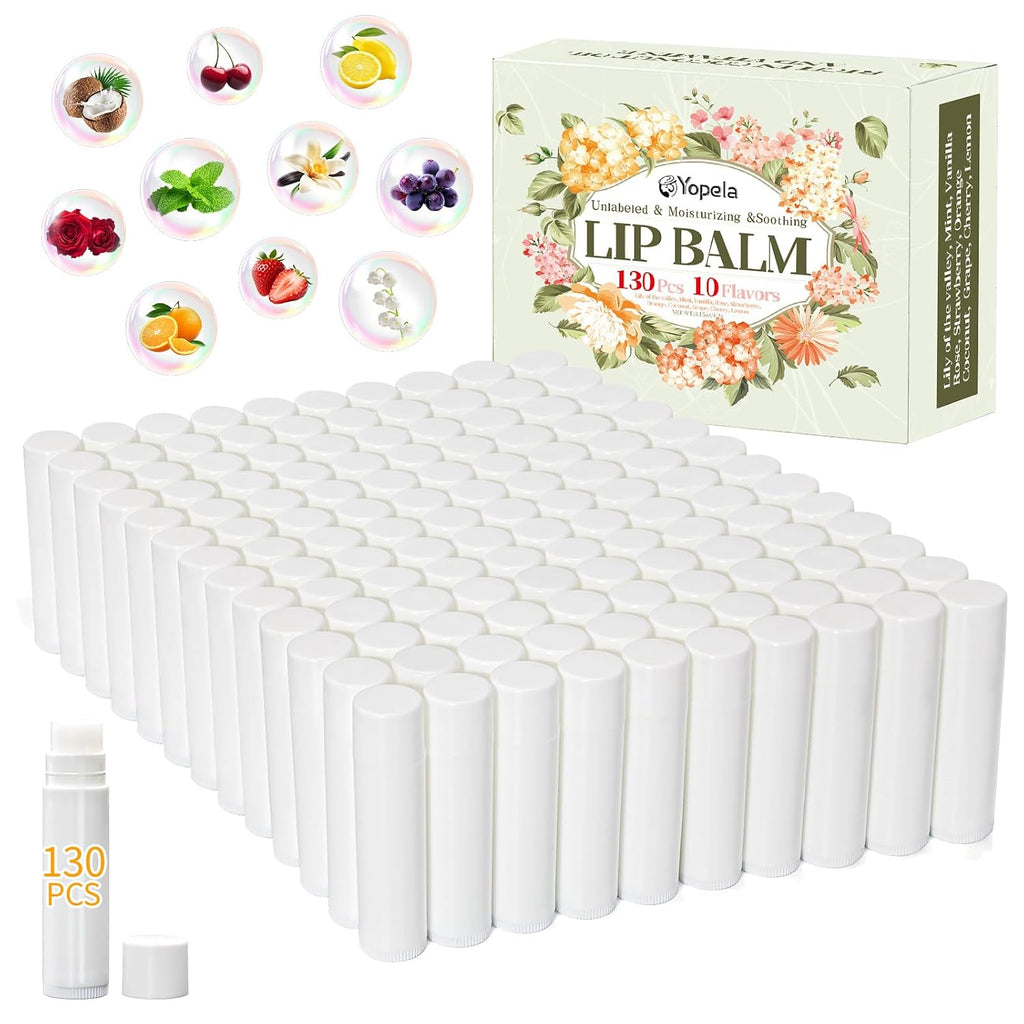 130 Pack Natural Lip Balm Bulk Unlabeled, Mini Diy Blank Lips balm, Personalized Small Gifts Party Favors, Wedding or Baby Shower for Girls Adults