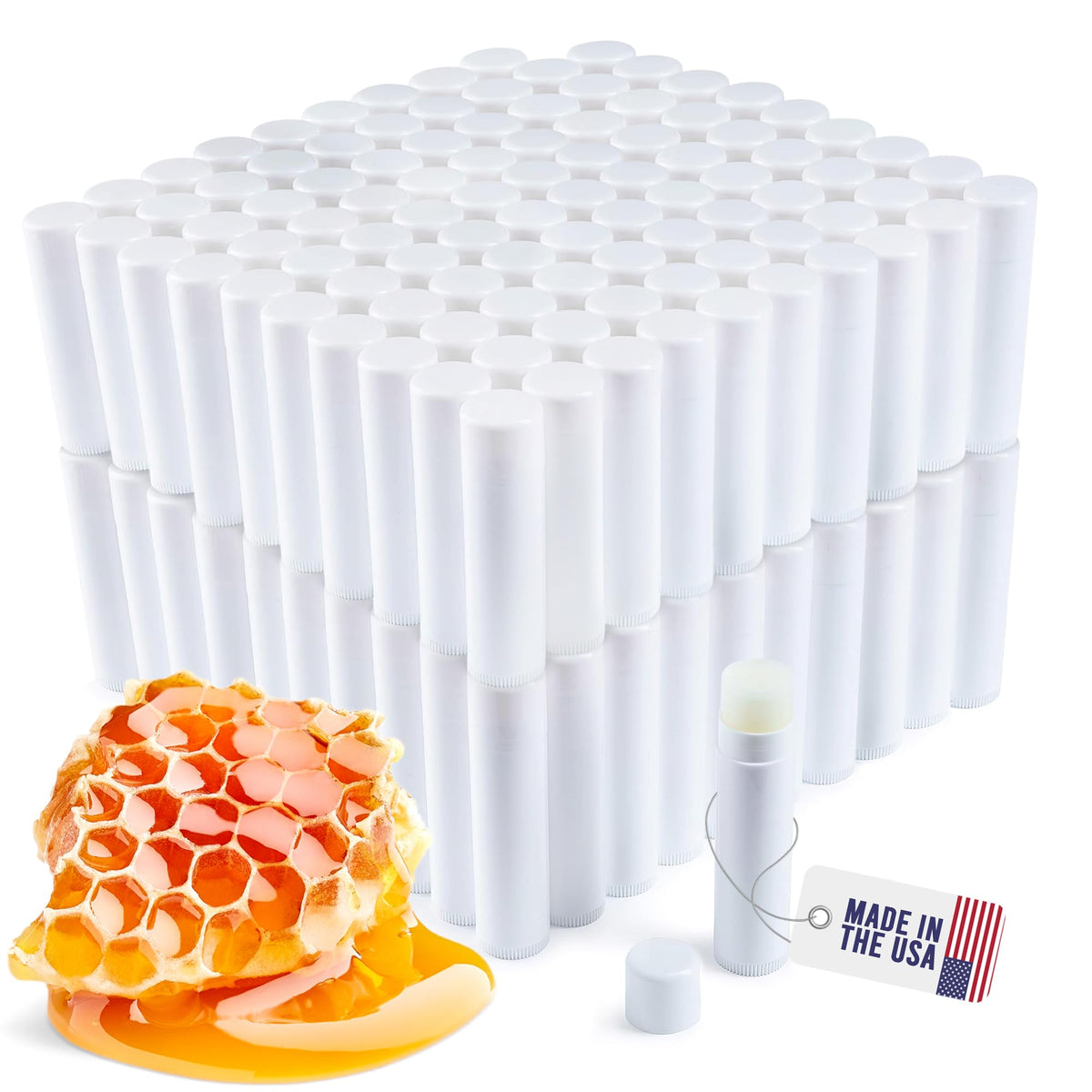 Lip Balm Bulk Unlabeled - Made in USA Bulk- Natural Ingredients Vitamin E Shea Butter - Custom Bulk For Party & Wedding Favors (50 Count, Vanilla)