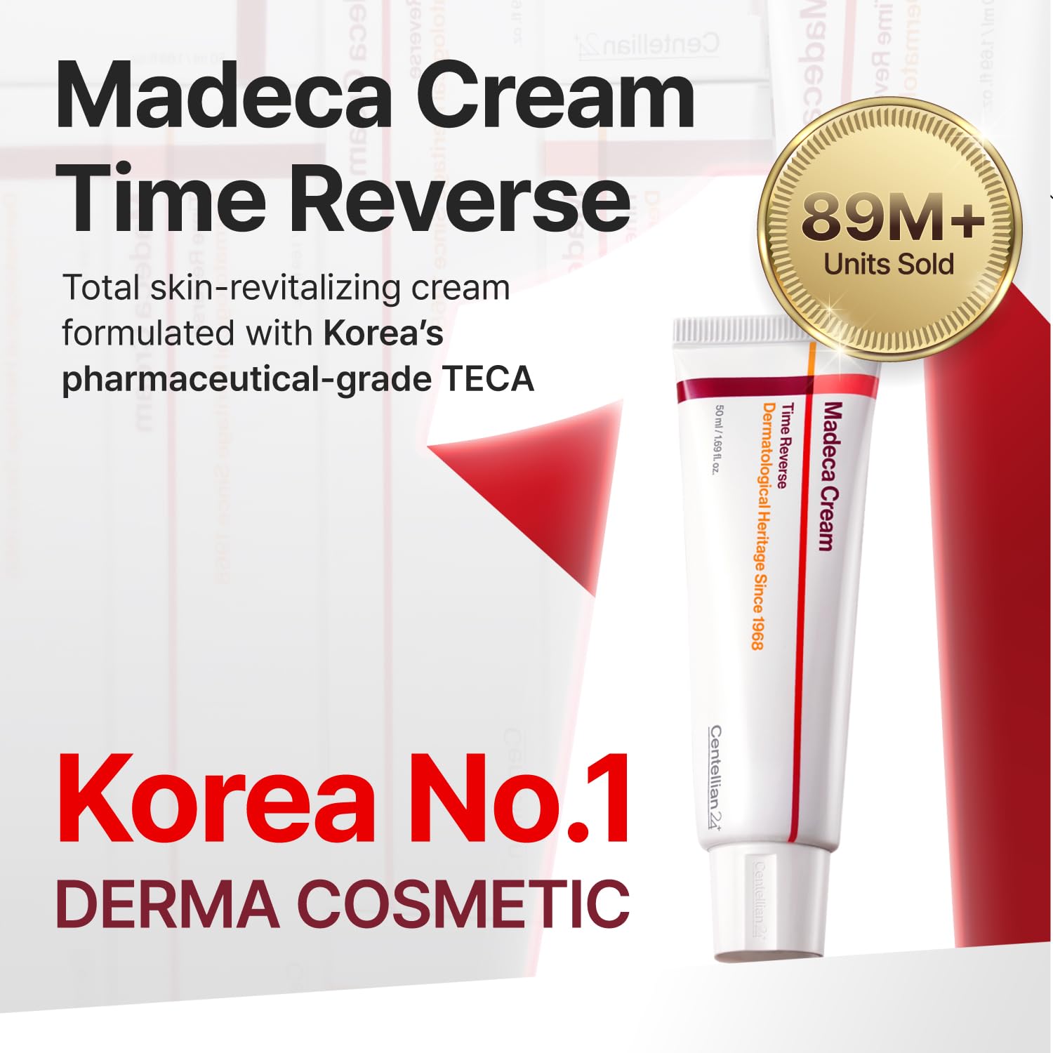 CENTELLIAN 24 Madeca Cream Time Reverse - Firming Face Moisturizer with Centella Asiatica, Improve Skin Elasticity, Deep Hydration,Skin Barrier Support, Korean Skincare for All Skin Types (1.69 fl oz)