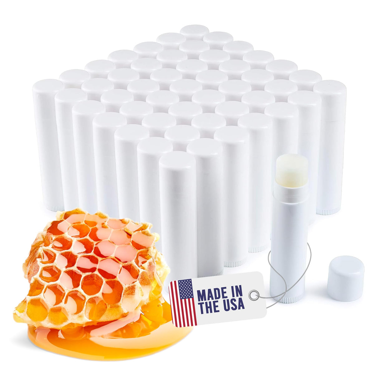 Lip Balm Bulk Unlabeled - Made in USA Bulk- Natural Ingredients Vitamin E Shea Butter - Custom Bulk For Party & Wedding Favors (50 Count, Vanilla)