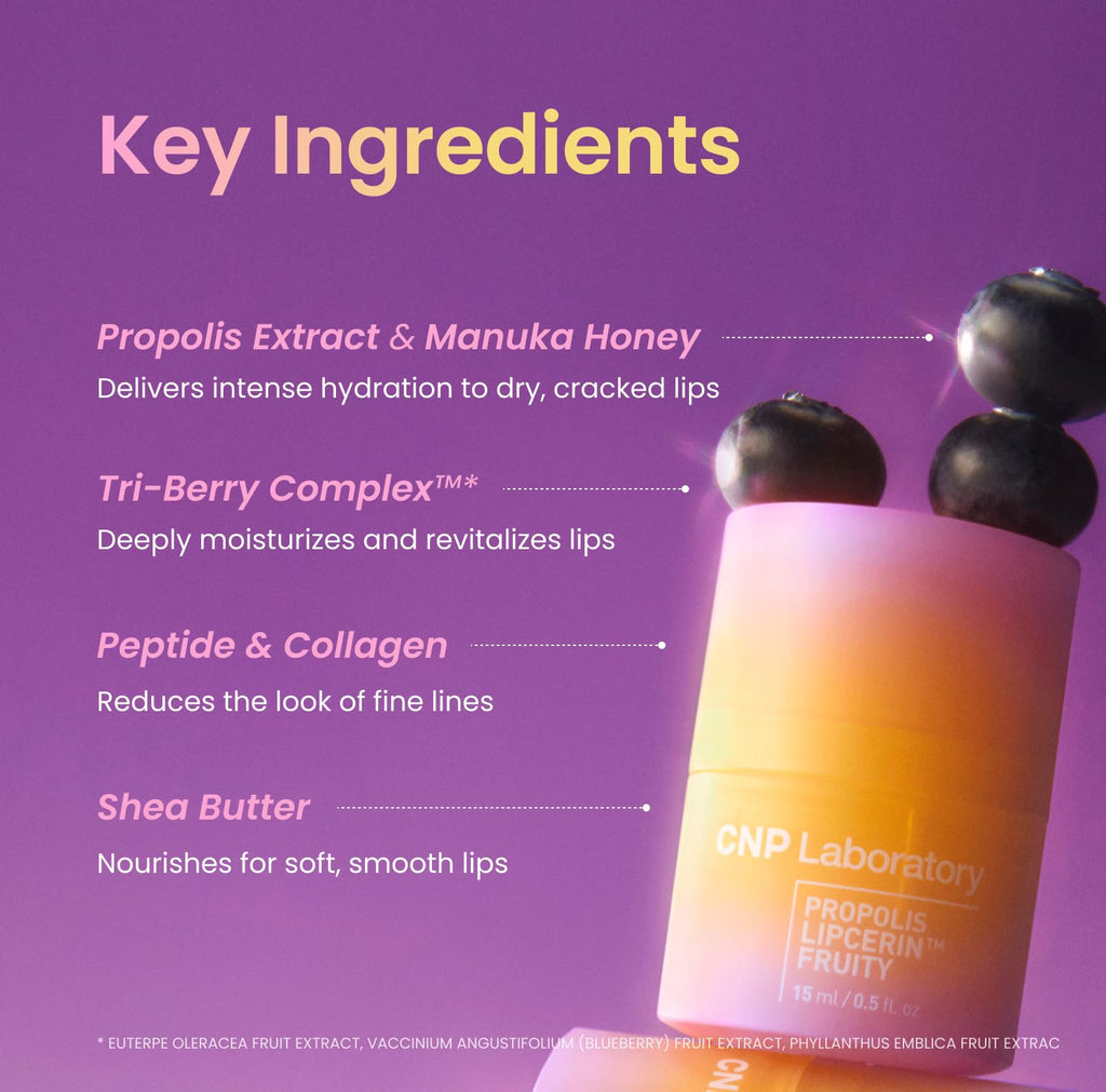 CNP Propolis Lipcerin™ - 01 Original, 0.5 fl.oz. | Hydrating Lip Balm, Overnight Lip Mask, Korean Lip Blam, Manuka Honey Lip Balm, 12hr Hydration,Gifts for Women