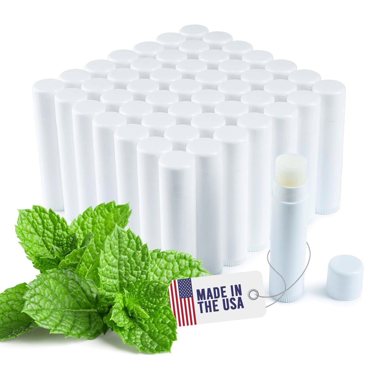 Lip Balm Bulk Unlabeled - Made in USA Bulk- Natural Ingredients Vitamin E Shea Butter - Custom Bulk For Party & Wedding Favors (50 Count, Vanilla)