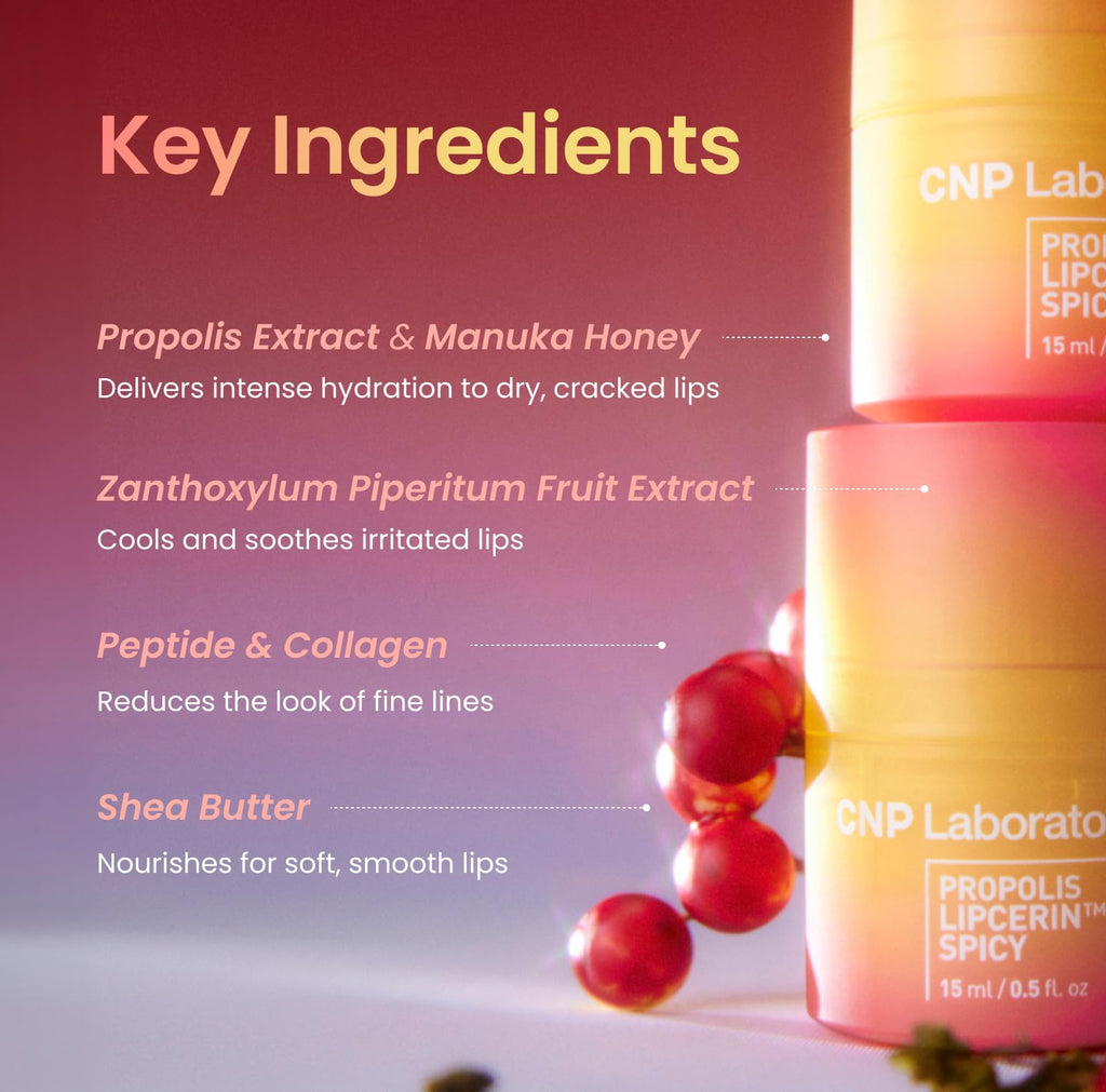 CNP Propolis Lipcerin™ - 01 Original, 0.5 fl.oz. | Hydrating Lip Balm, Overnight Lip Mask, Korean Lip Blam, Manuka Honey Lip Balm, 12hr Hydration,Gifts for Women