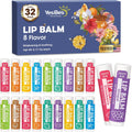 YesBes 32 Pack Lip Balm, Natural Lip Balm Bulk with Vitamin E and Coconut Oil, Moisturizing Lip Balms for Dry Cracked Lips, Lip Balms for Mothers Day Gifts Stocking Stuffers - 8 Flavors