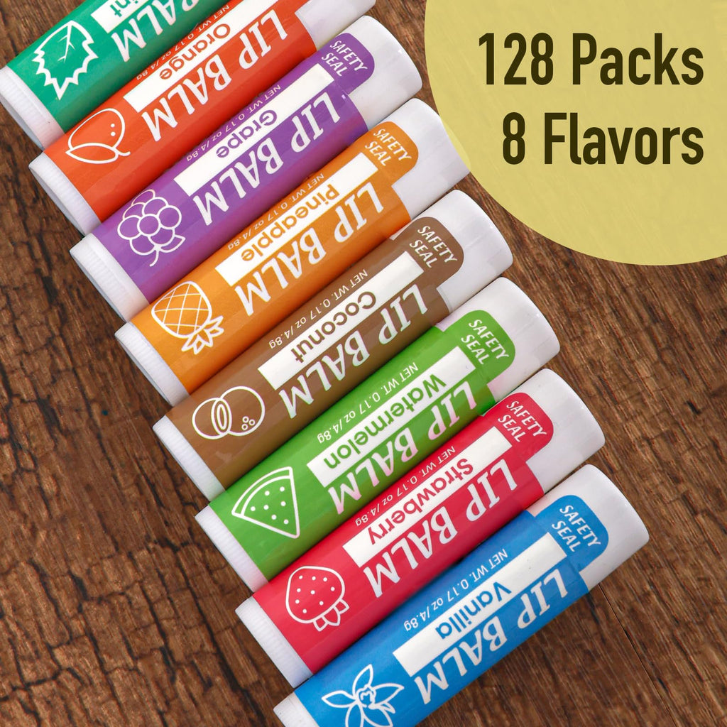 YesBes 32 Pack Lip Balm, Natural Lip Balm Bulk with Vitamin E and Coconut Oil, Moisturizing Lip Balms for Dry Cracked Lips, Lip Balms for Mothers Day Gifts Stocking Stuffers - 8 Flavors