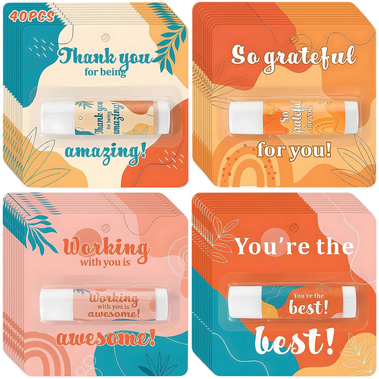 Capoda 40 Pcs Employee Appreciation Gifts Bulk Lip Balms Thank You Appreciation Gifts for Adult Women Men Coworker Team Staff Teachers Nurse Volunteer Party Favors