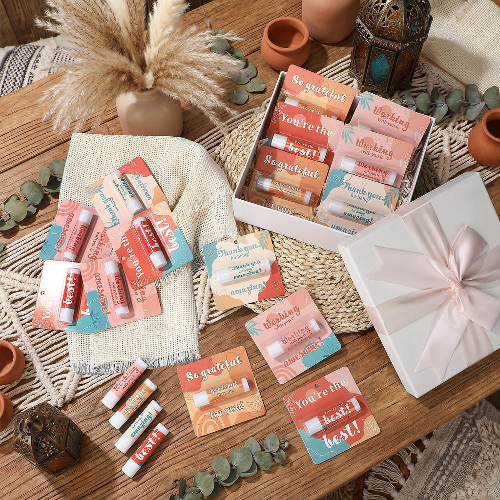 Capoda 40 Pcs Employee Appreciation Gifts Bulk Lip Balms Thank You Appreciation Gifts for Adult Women Men Coworker Team Staff Teachers Nurse Volunteer Party Favors